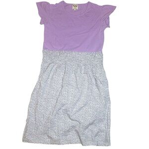 NWOT The Oaks Apparel Co. Purple ditsy floral flutter sleeve dress 14y